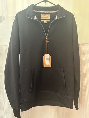 Weatherproof vintage new  Men's Black Half-Zip Sweater with Front Pockets medium